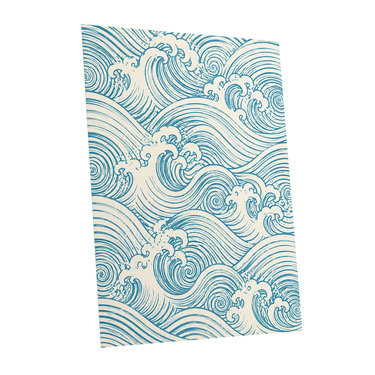 Azure Tide Rhythm, blue, beige, white nature wall art shown as a unframed poster wall art print
