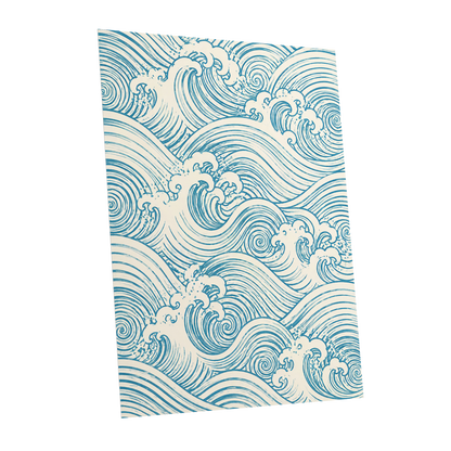Azure Tide Rhythm, blue, beige, white nature wall art shown as a unframed poster wall art print