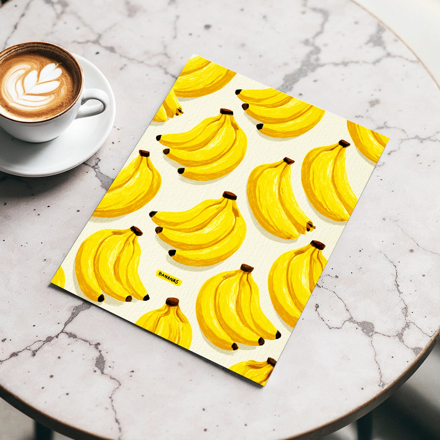Banana Bunch Parade, yellow, beige, brown nature wall art displayed in a styled interior, gallery view 3