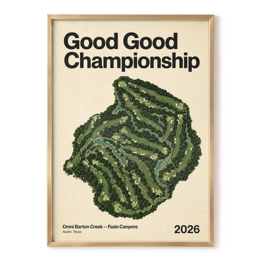 Barton Creek Championship, green, beige, black nature wall art, front artwork view