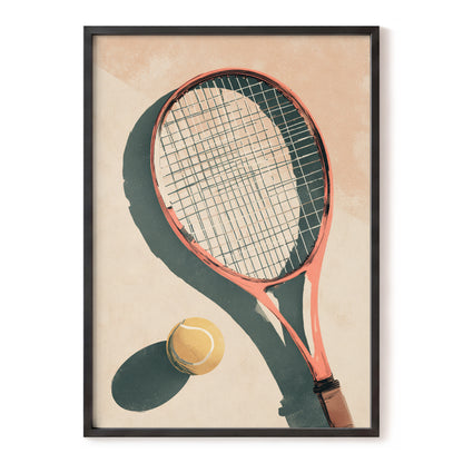 Baseline Shadows, beige, red, green minimalist wall art, front artwork view