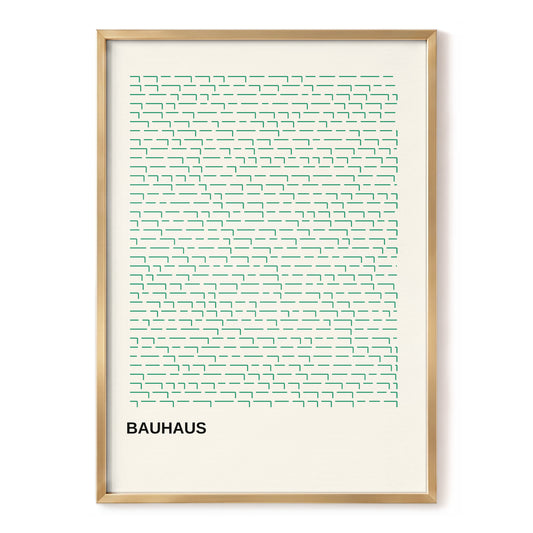 Bauhaus Green Rhythm, green, beige, black minimalist wall art, front artwork view