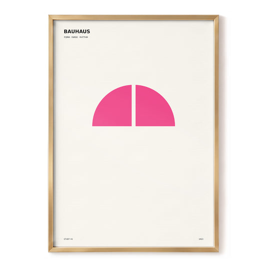 Bauhaus Pink Divide, beige, pink, black minimalist wall art, front artwork view
