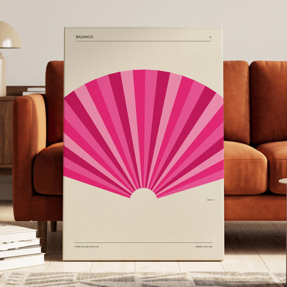 Bauhaus Pink Radiance, pink, beige minimalist wall art on canvas displayed in a styled interior, gallery view 1