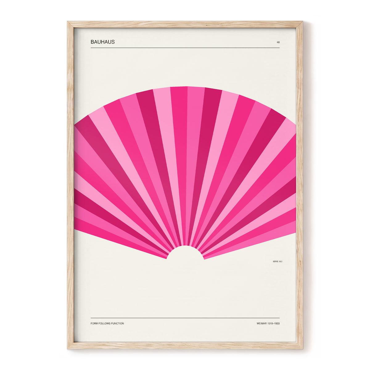 Bauhaus Pink Radiance, pink, beige minimalist wall art, front artwork view
