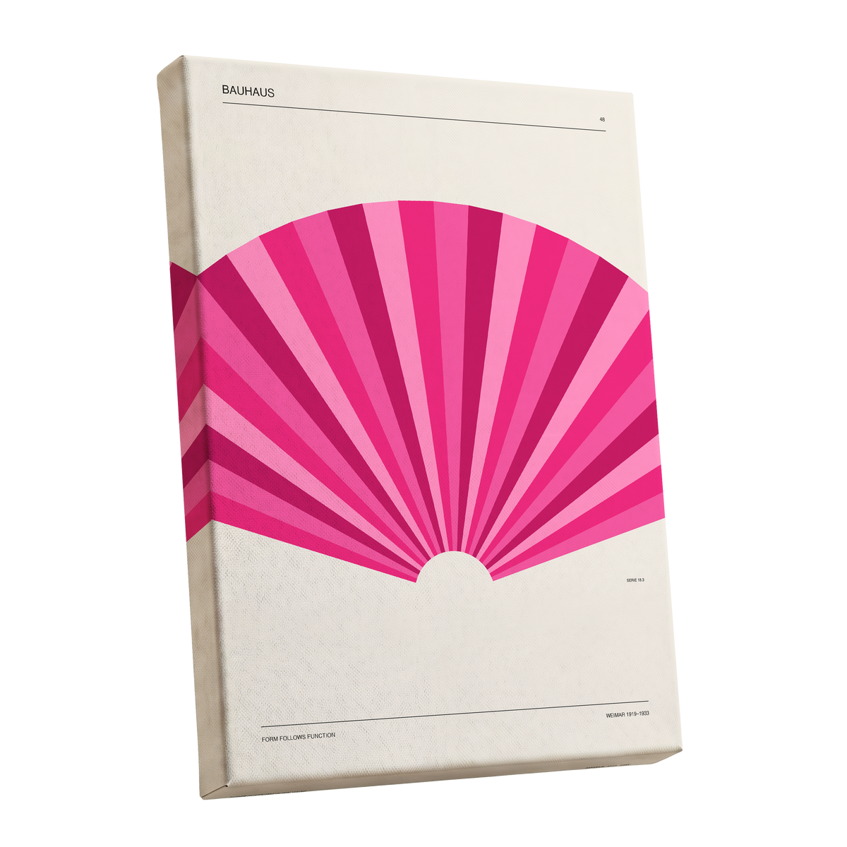 Bauhaus Pink Radiance, pink, beige minimalist wall art shown as a stretched canvas wall art