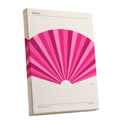 Bauhaus Pink Radiance, pink, beige minimalist wall art shown as a stretched canvas wall art