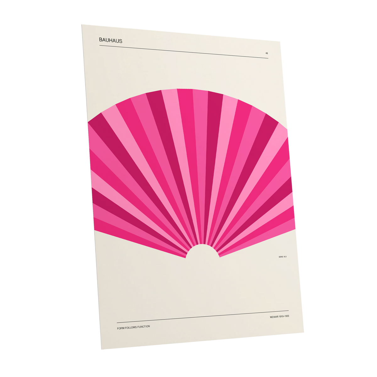 Bauhaus Pink Radiance, pink, beige minimalist wall art shown as a unframed poster wall art print