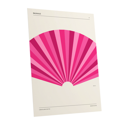 Bauhaus Pink Radiance, pink, beige minimalist wall art shown as a unframed poster wall art print