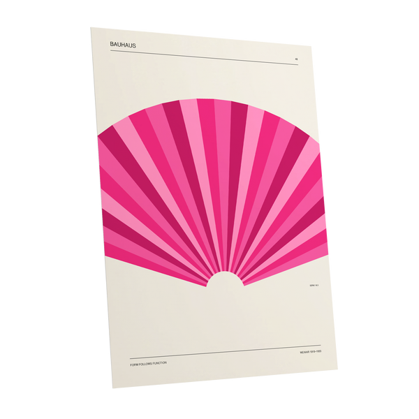Bauhaus Pink Radiance, pink, beige minimalist wall art shown as a unframed poster wall art print