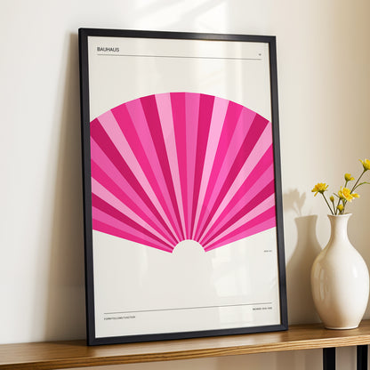 Bauhaus Pink Radiance, pink, beige minimalist wall art displayed in a styled interior, gallery view 5