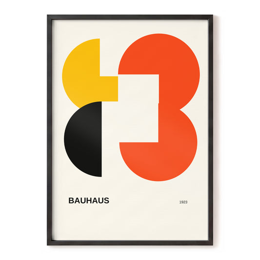 Bauhaus Rhythm 1923, orange, beige, yellow abstract wall art, front artwork view