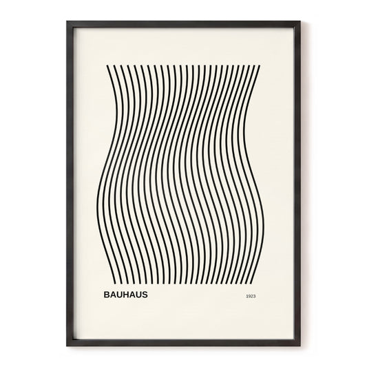 Bauhaus Rhythm, black, beige minimalist wall art, front artwork view