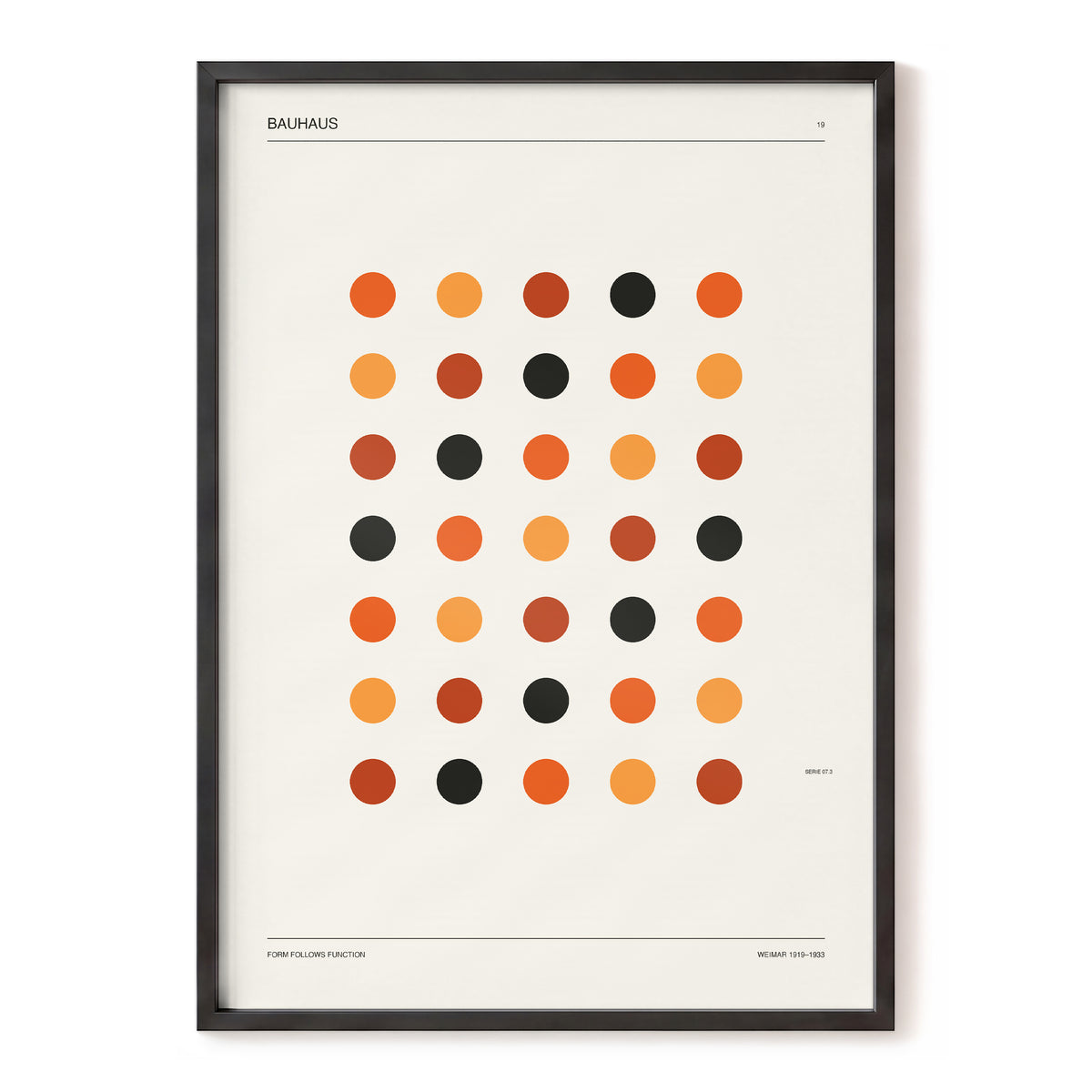 Bauhaus Rhythm No. 19, beige, orange, brown minimalist wall art, front artwork view