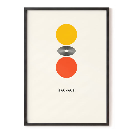 Bauhaus Solar Balance, beige, orange, yellow minimalist wall art, front artwork view