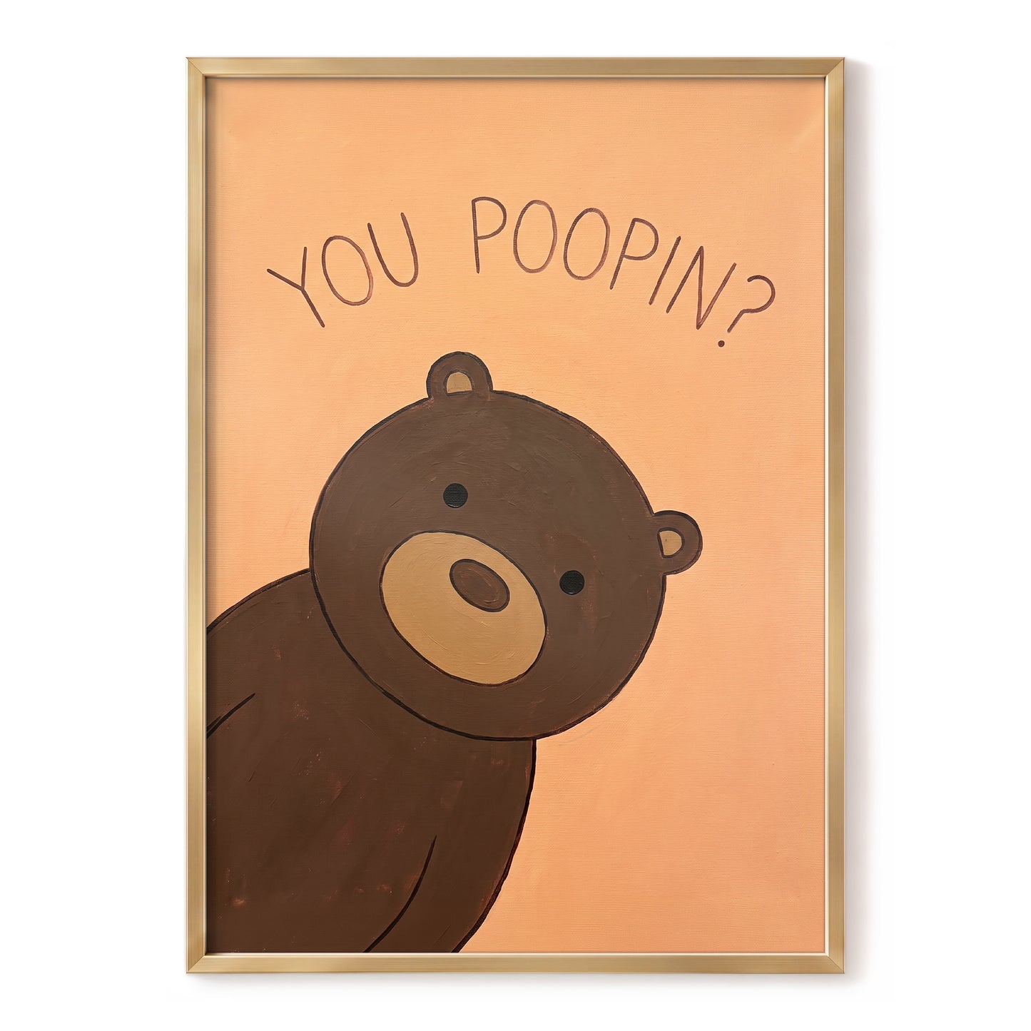 Bearly Private, orange, brown, beige nature wall art, front artwork view