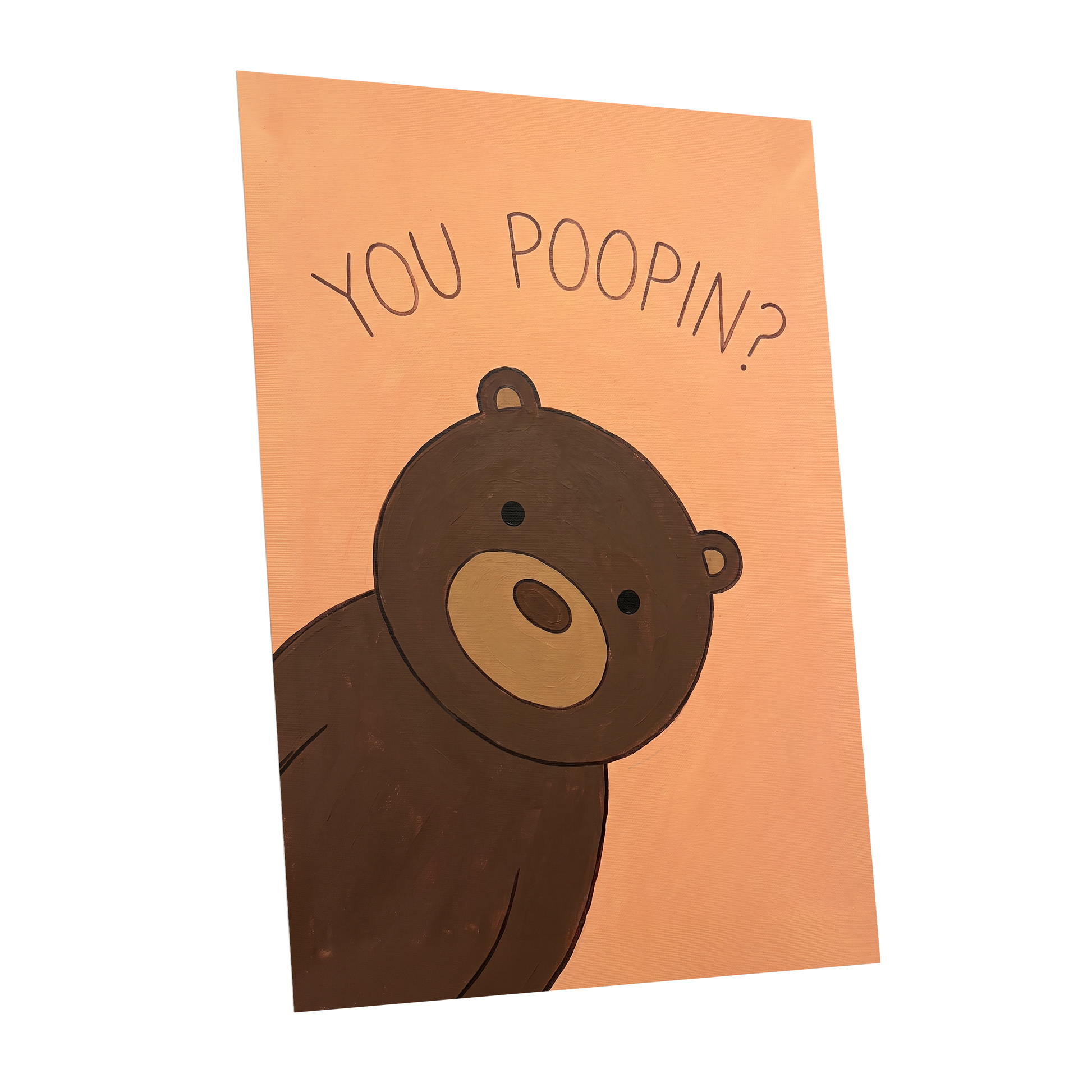 Bearly Private, orange, brown, beige nature wall art shown as a unframed poster wall art print