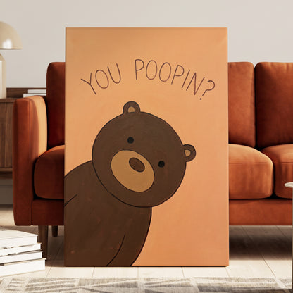 Bearly Private, orange, brown, beige nature wall art displayed in a styled interior, gallery view 3