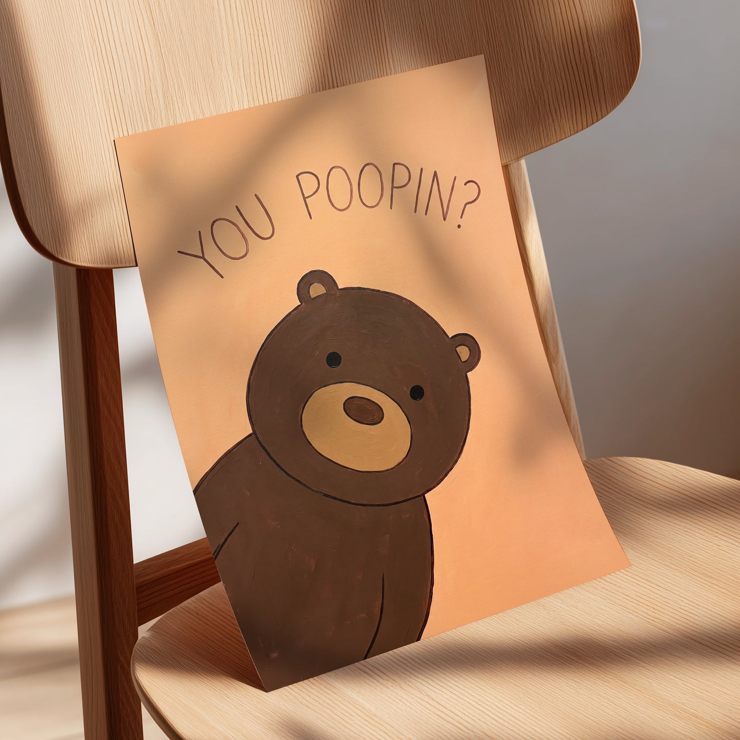 Bearly Private, orange, brown, beige nature wall art displayed in a styled interior, gallery view 5