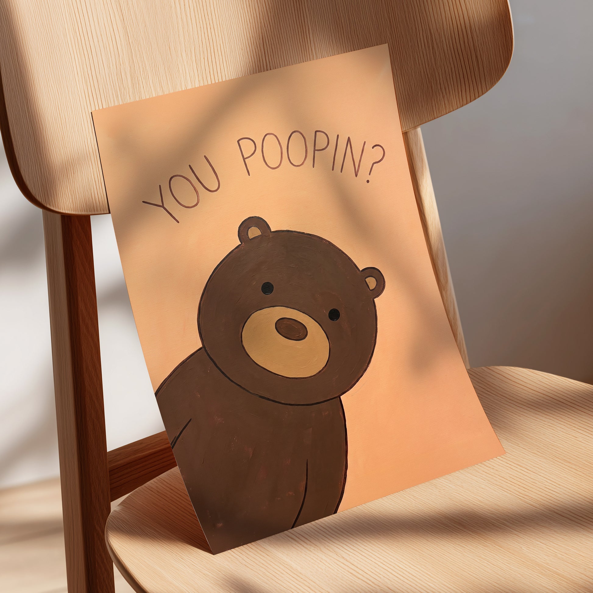 Bearly Private, orange, brown, beige nature wall art displayed in a styled interior, gallery view 5