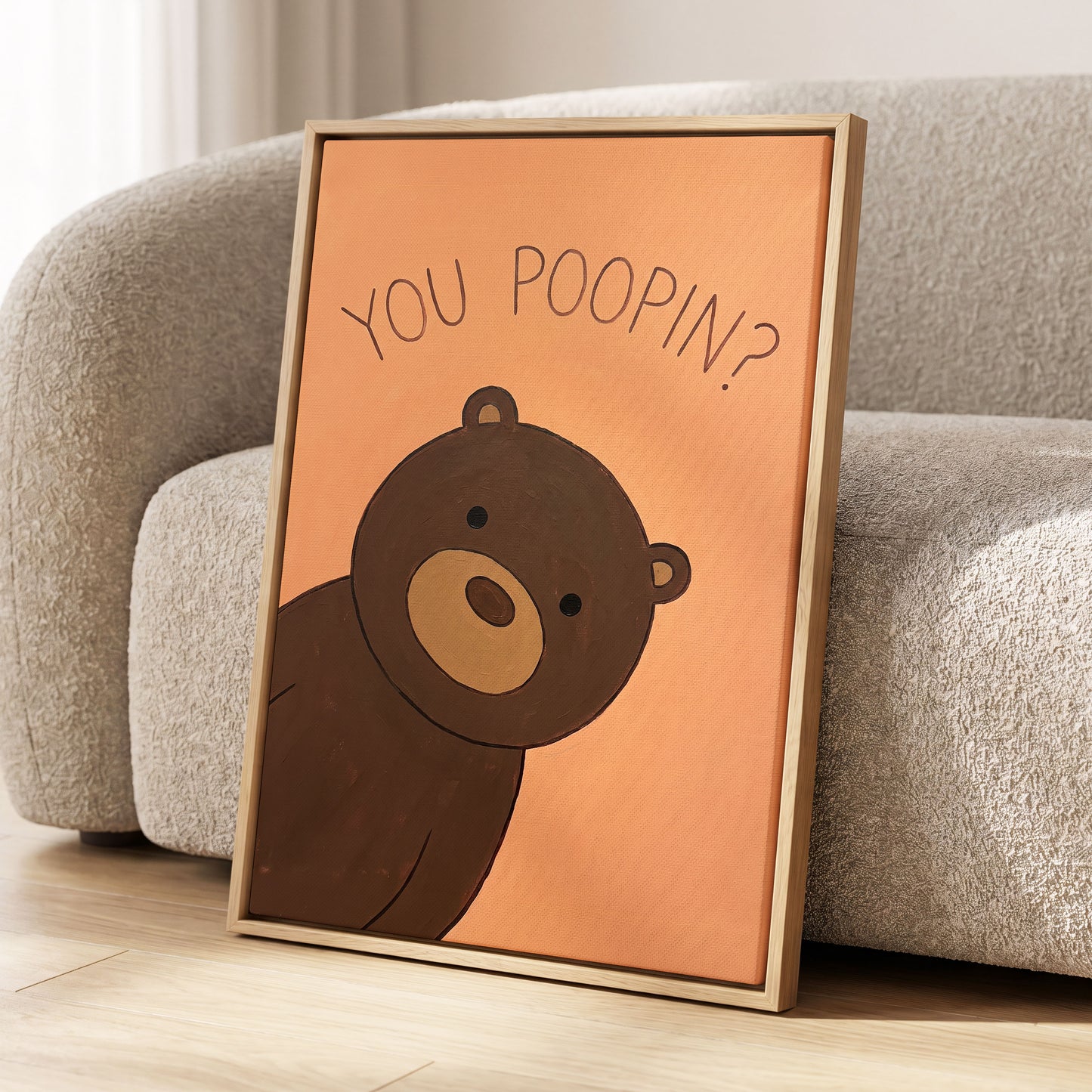 Bearly Private, orange, brown, beige nature wall art displayed in a styled interior, gallery view 8