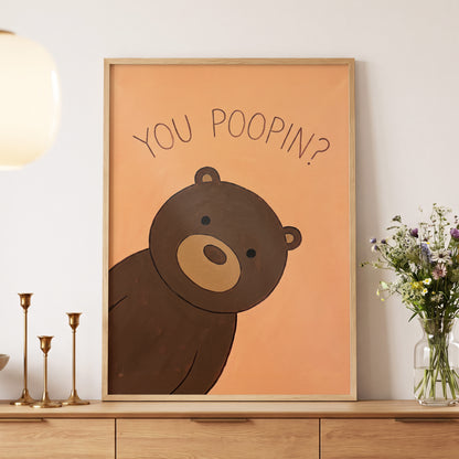 Bearly Private, orange, brown, beige nature wall art displayed in a styled interior, gallery view 9
