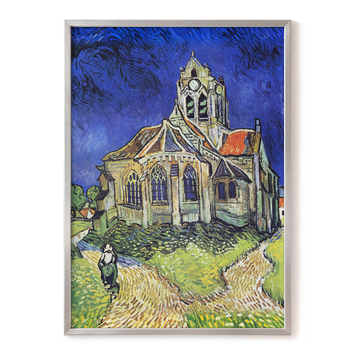 Beneath the Cobalt Sky, blue, green, beige abstract wall art, front artwork view