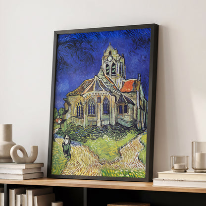 Beneath the Cobalt Sky, blue, green, beige abstract wall art displayed in a styled interior, gallery view 6