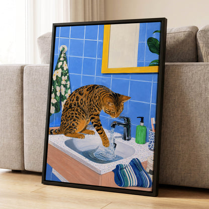 Bengal Basin, blue, brown, black minimalist wall art displayed in a styled interior, gallery view 4