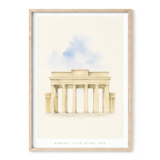 Berlin in Quiet Blue, beige, blue, white minimalist wall art, front artwork view