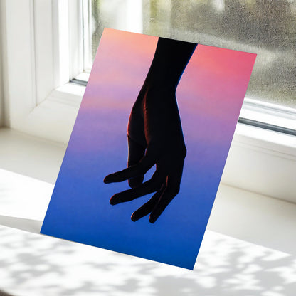 Between Dusk and Blue, black, blue, pink minimalist wall art displayed in a styled interior, gallery view 5