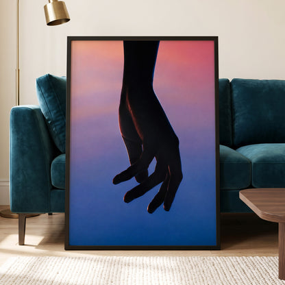 Between Dusk and Blue, black, blue, pink minimalist wall art displayed in a styled interior, gallery view 6