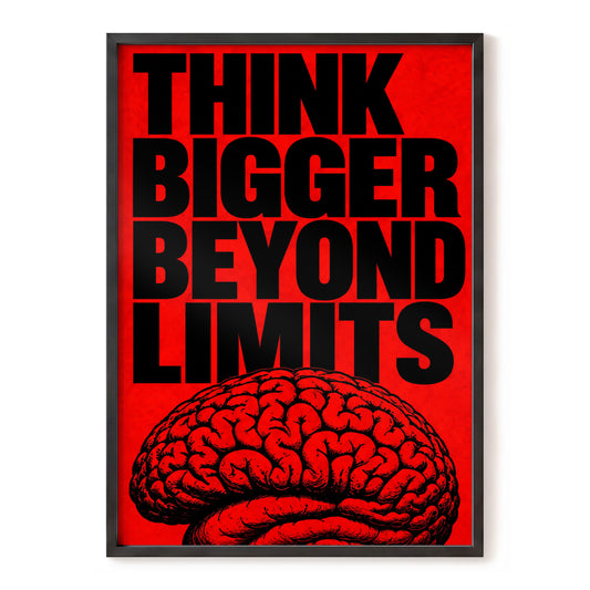 Beyond Limits, black, red minimalist wall art, front artwork view