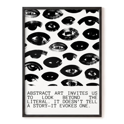 Beyond the Literal, black, white abstract wall art, front artwork view