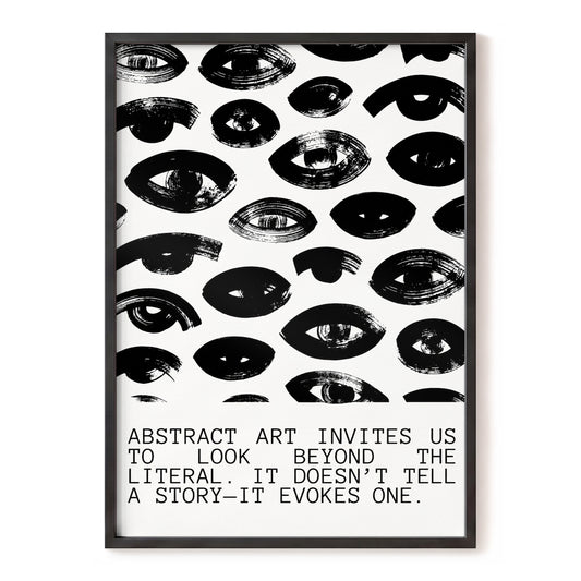 Beyond the Literal, black, white abstract wall art, front artwork view