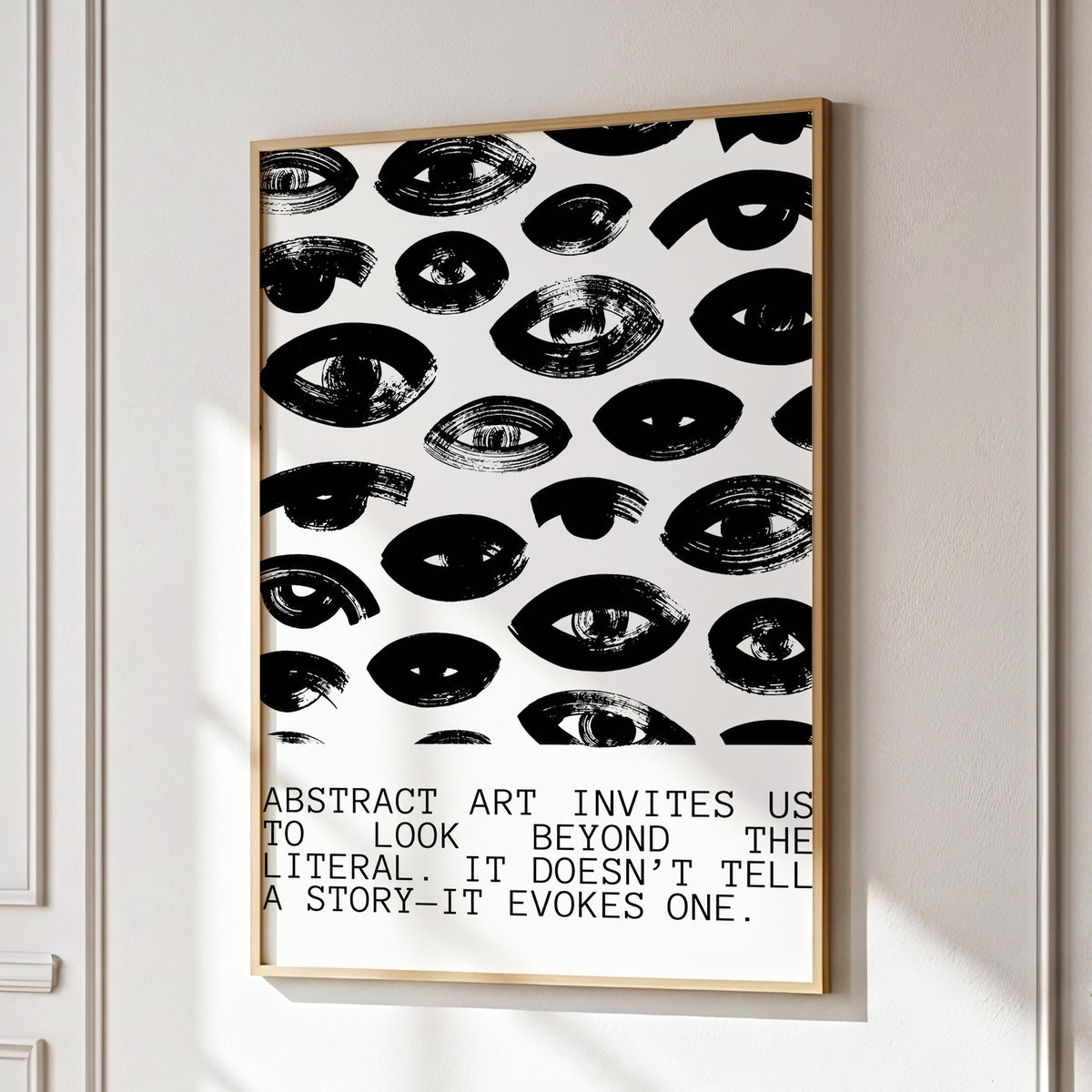 Beyond the Literal, black, white abstract wall art displayed in a styled interior, gallery view 2