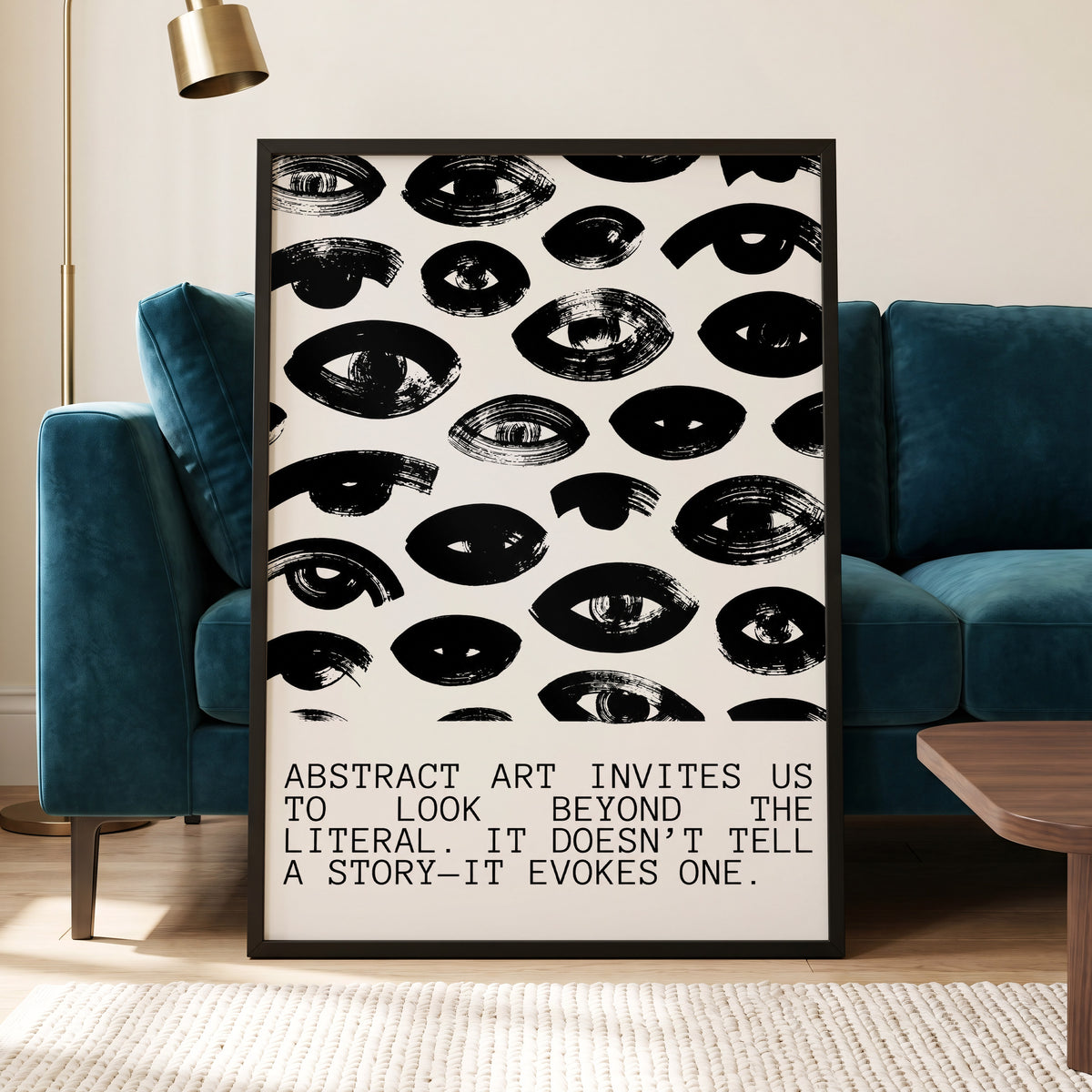 Beyond the Literal, black, white abstract wall art displayed in a styled interior, gallery view 5