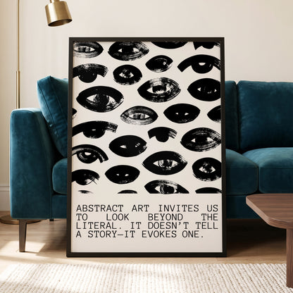 Beyond the Literal, black, white abstract wall art displayed in a styled interior, gallery view 5