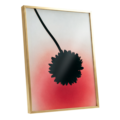 Bloom in Blush, black, pink, red floral wall art shown as a gold framed poster wall art print