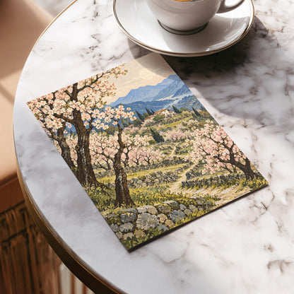 Blossom Above the Blue, pink, blue, green nature wall art displayed in a styled interior, gallery view 5