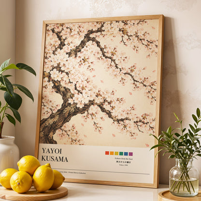 Blossom Reverie, pink, beige, brown floral wall art displayed in a styled interior, gallery view 3