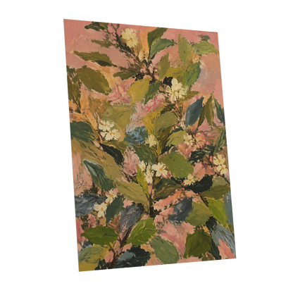 Blossoms in Blush, green, pink, white floral wall art shown as a unframed poster wall art print