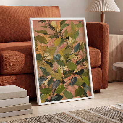 Blossoms in Blush, green, pink, white floral wall art displayed in a styled interior, gallery view 6