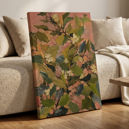 Blossoms in Blush, green, pink, white floral wall art displayed in a styled interior, gallery view 7