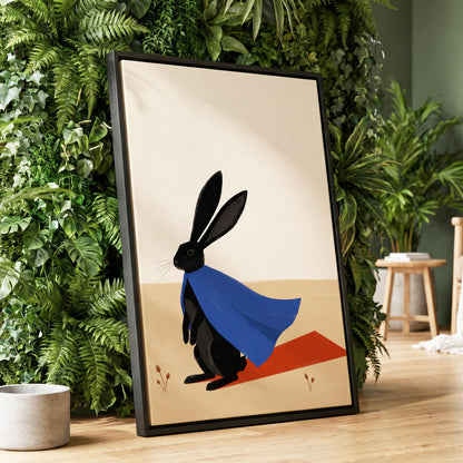 Blue Cape Hare, black, blue, beige nature wall art displayed in a styled interior, gallery view 4