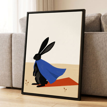 Blue Cape Hare, black, blue, beige nature wall art displayed in a styled interior, gallery view 8