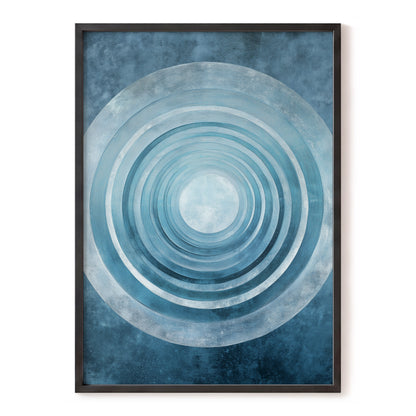 Blue Echo Chamber, blue, white, gray abstract wall art, front artwork view