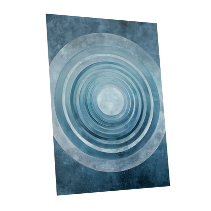 Blue Echo Chamber, blue, white, gray abstract wall art shown as a unframed poster wall art print