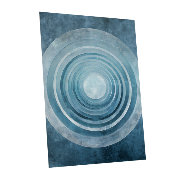 Blue Echo Chamber, blue, white, gray abstract wall art shown as a unframed poster wall art print