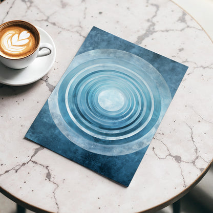 Blue Echo Chamber, blue, white, gray abstract wall art displayed in a styled interior, gallery view 5